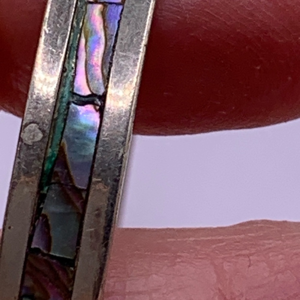 Vintage Alpaca Silver and Abalone Inlay bangle